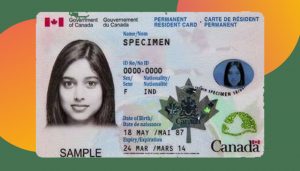 A sample PR Card on a green background with 2 orange circles behind the PR Card.
